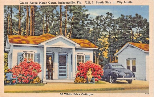 JACKSONVILLE FLORIDA~GREEN ACRES MOTOR COURT-WHITE BRICK COTTAGES~1940s
