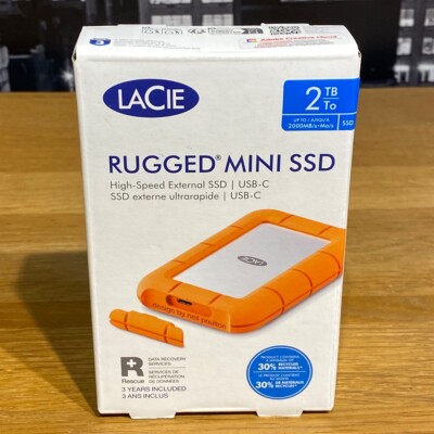 Lacie Rugged Mini 2TB SSD USB-C Portable External Drive Mac