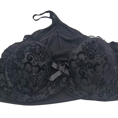 Ambrielle Black Flocked Lace Thong G String Bodysuit Size XL Sexy