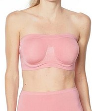 Rhonda Shear Rose Pink Underwire Removable Pads Strapless Bandeau Bra New