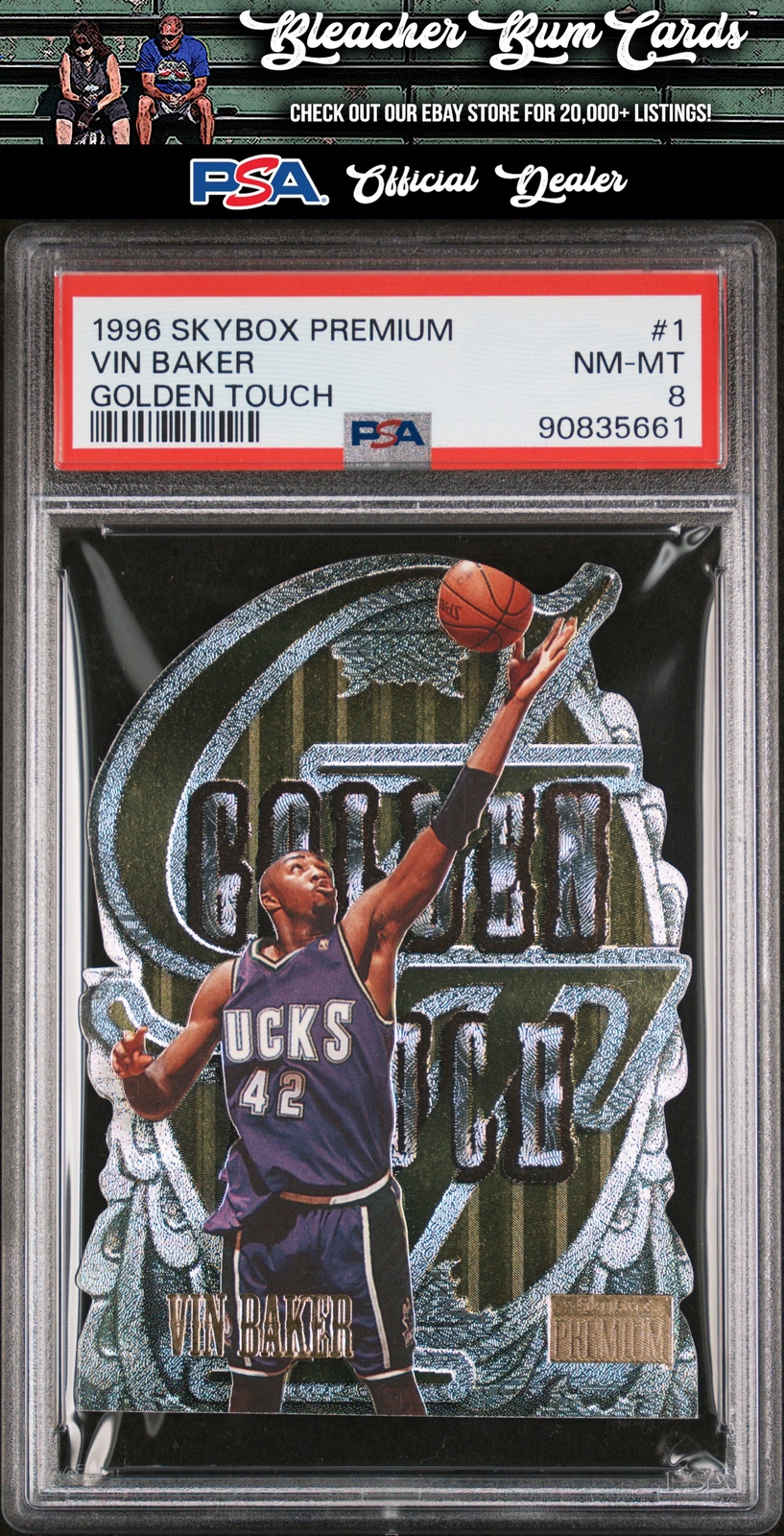 1996 Skybox Premium Golden Touch 1 Vin Baker Golden Touch PSA 8
