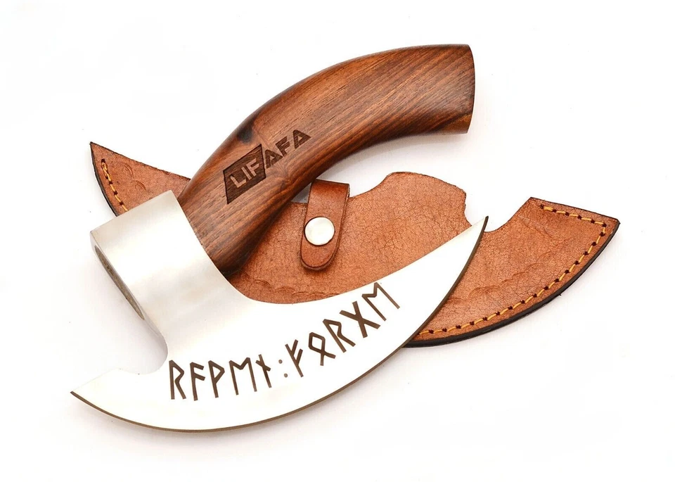 Viking Pizza Cutter Axe Stainless Steel Blade Stylish Handmade & Leather Sheath. - Image 4 of 4