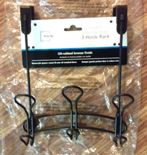 New Unused Mainstays Oil Rubbed Bronze Over The Door 3 Hook Rack For Towels Etc