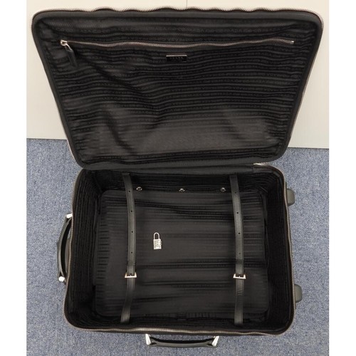Prada Saffiano Travel Carry Bag Case Suitcase Leather Black 50x37x21cm pre-owned - Picture 4 of 12