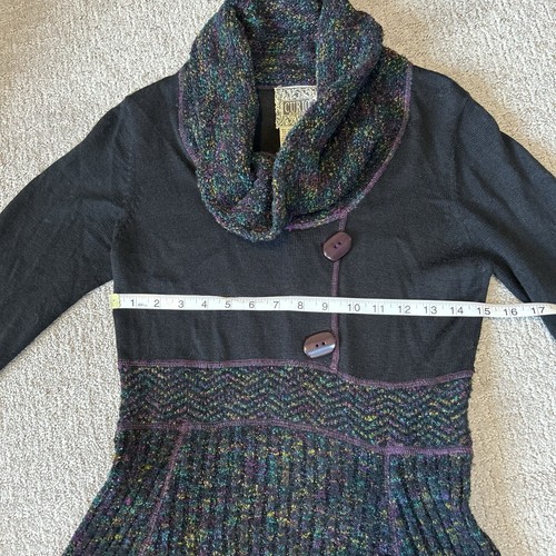 Anthropologie Curio Maglione Vestito Donna XS Nero Scollo Cappuccio Strega Gotico Boho - Foto 11 di 13