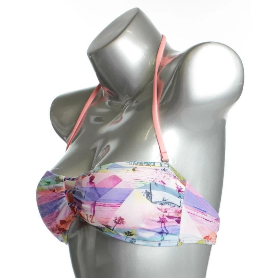 Hobie 女式 S 游泳上衣吊带粉色时尚比基尼粉色/紫色多色 — 第 3/4 张图片