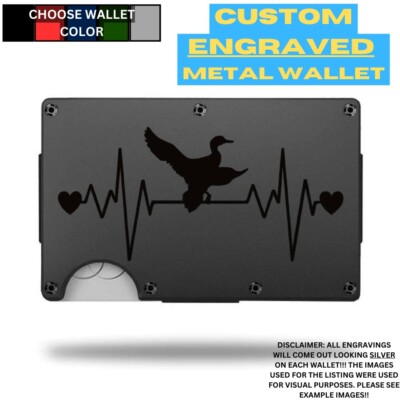 Duck Hunter Lifeline Custom Laser Engraved Onto An Aluminum Wallet
