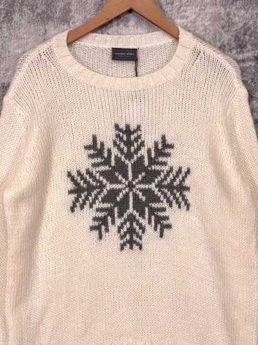 New Wooden Ships Sweater XS / Small Womens Snowflake Knit Mohair Wool Soft Knit - Picture 2 of 8