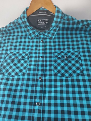 Cactus New York Herren Hemd Tailor Fit Gr. XL schwarz Druckknöpfe Western Torquois & schwarz - Bild 5 von 6
