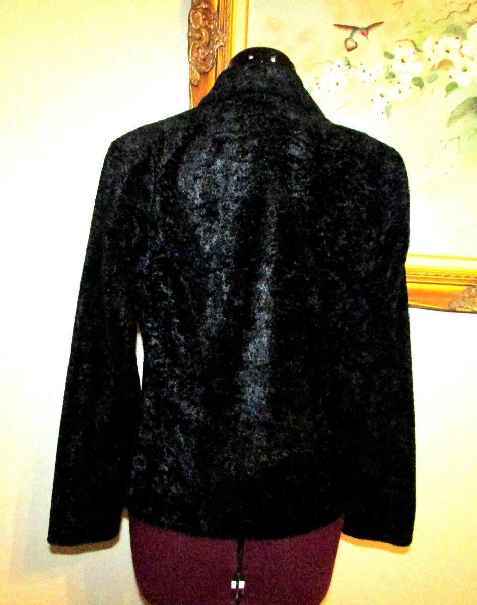 CONNECTED SZ 6 BLACK FAUX ASTRACAN FUR OPEN DRAPE JACKET CONNECTED SZ 6 BLACK FAUX ASTRACAN FUR OPEN DRAPE JACKET