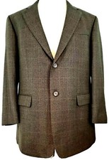 Oscar De La Renta Lambswool Sz 44R Windowpane 2 Button Sportcoat