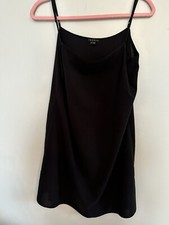 THEORY Teah Camisole Black Spaghetti Strap Round Neck Silk Tank Top Size 10