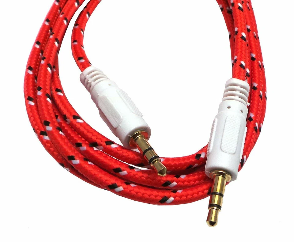 6FT LONG BRAIDED 3.5mm Male Audio Headphone Cable Stereo AUX Jack Adapter Plug - Image 4 of 4