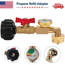 Propane Refill Adapter with Valve and Gauge, Fill 1 Lb Bottles From 20 Lb Tank