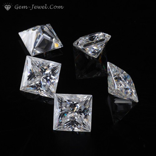 3 x 3 MM 0.15 Carat Full White Princess Square Brilliant Cut Moissanite 4 Ring - Picture 3 of 9
