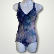 DYED PETALS Vintage Botanically Dyed Tie-Dyed One Piece Girdle Bodysuit 38D