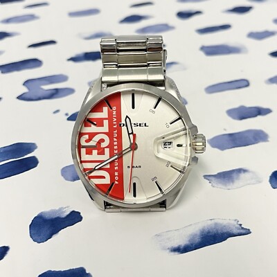 Diesel MS9 Men's Logo Dial Three-Hand Date Stainless Steel Watch