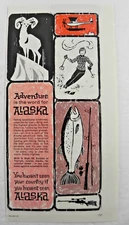 1962 Alaska Tourism Print Ad ~ Nice Graphics for the Great State!