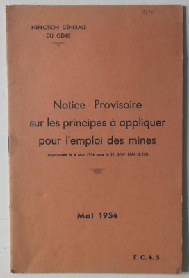 L'Emploi des Mines Provisorische Notiz Generalinspektion des Genies 1954