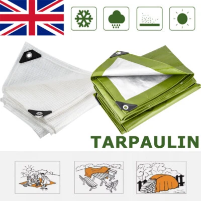 TKOOFN Tarp Waterproof 100gsm/200gsm Heavy Duty Reinforced Mesh Tarpaulin Cover Sheet