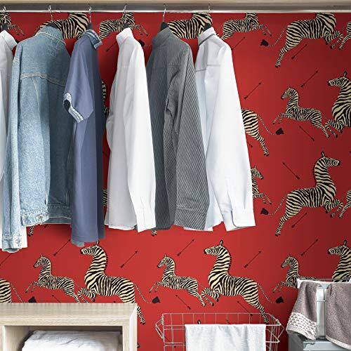 WALLPAPER Self Adhesive Masai Red Zebra Safari Peel and Stick By