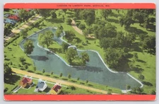 Linen~Air View Lagoon In Liberty Park Sedalia Missouri~Vintage Postcard