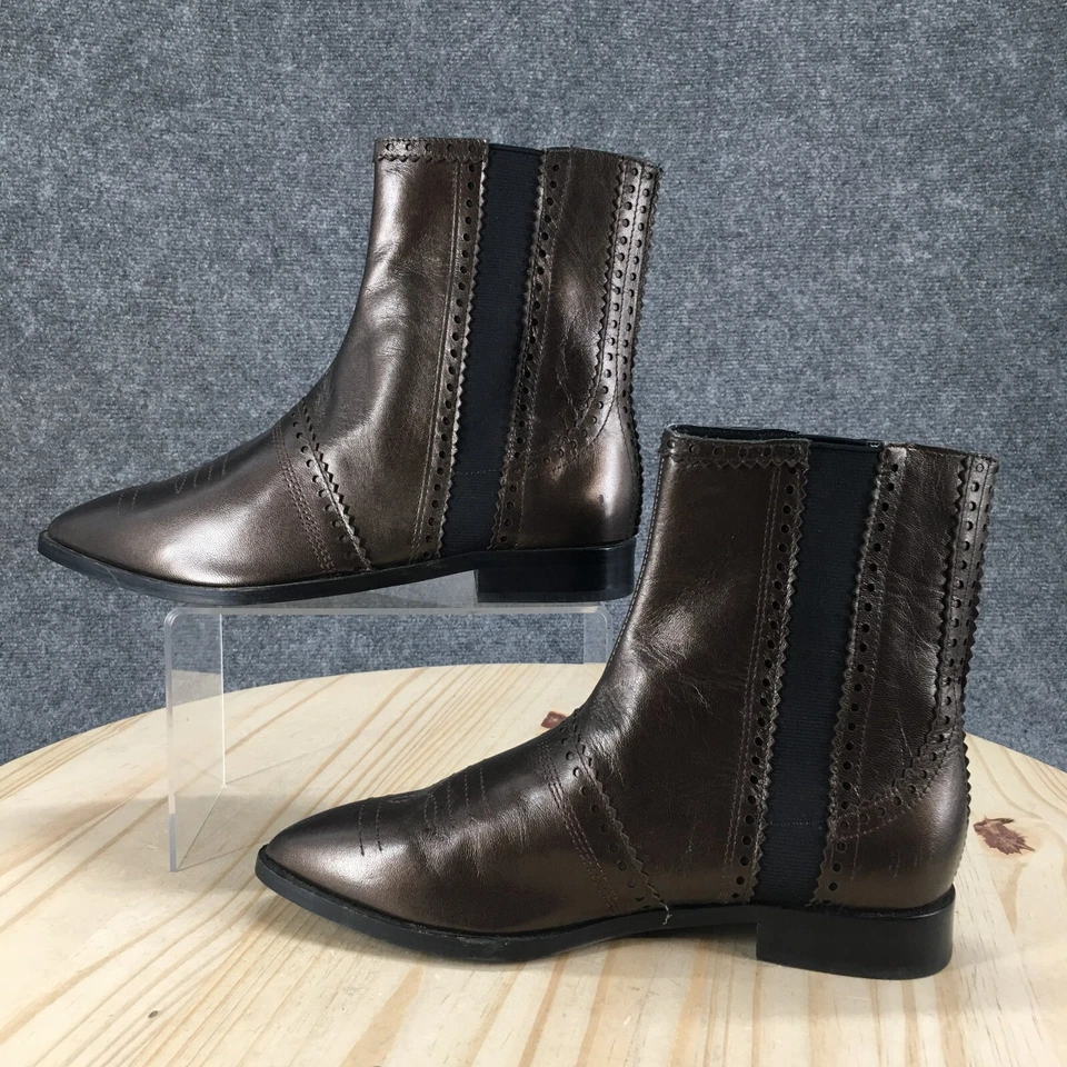 Botas Rebeldes de Lujo para Mujer 38.5 Dalia Chelsea Botín Cuero Marrón Punta Cubana Foto 2 de 4