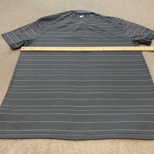 Etonic Polo Shirt Mens Size XXL Gray Blue Striped Golfer Preppy Performance Logo - Picture 9 of 13