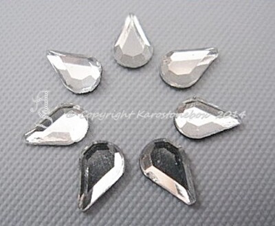 40 Hotfix  Strasssteine Strass Formen ca. 5x8 mm Tropfen Crystal aufbügeln 
