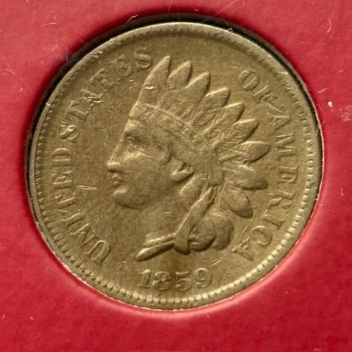 1859 Indian Head Penny Small Cent Better Grade - Fine US Coin