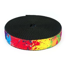 Country Brook Design  1 Inch Paint Splatter on Black Nylon Webbing, 50 Yards