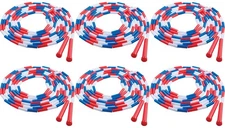 Champion Sports Plastic Segmented Jump Rope, 16 Feet - Blue/Red/White (6-Pack)