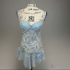 Hillard & Hanson Intimate Blue Floral Embroidered Babydoll Lingerie sz L