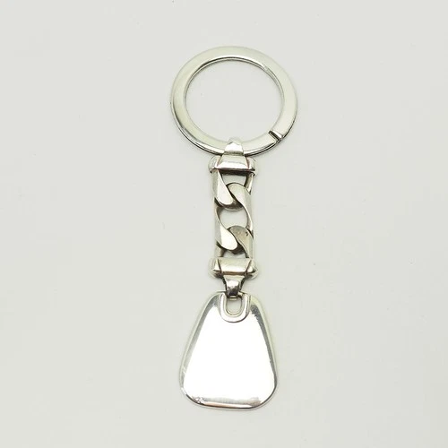 Vintage modern heavy sterling silver keychain chain key ring fob Italy