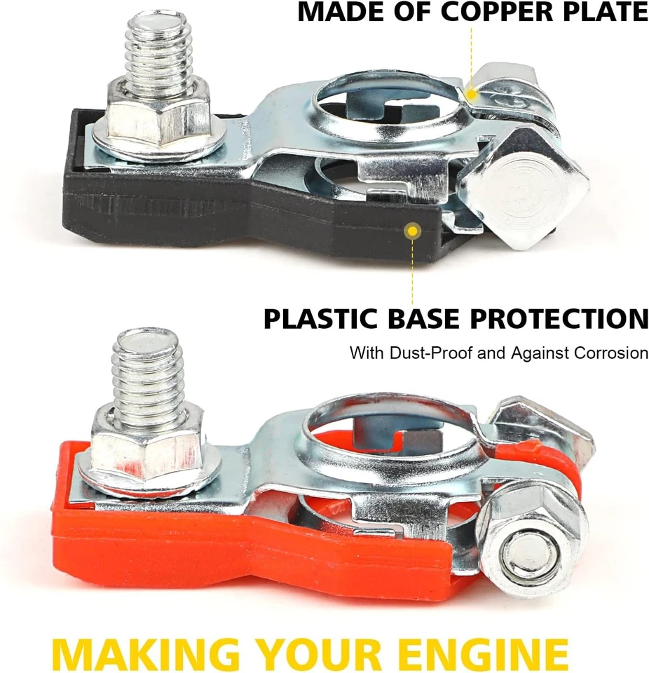 2 conectores de abrazadera de terminal de batería de automóvil desconexión de liberación negativa positiva EE. UU. Foto 3 de 4