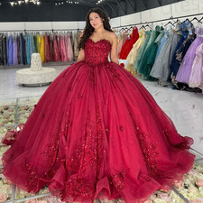 Prom Quinceanera Dress Girls Party Off Shoulder Beaded Lace Appliques Ball Gowns