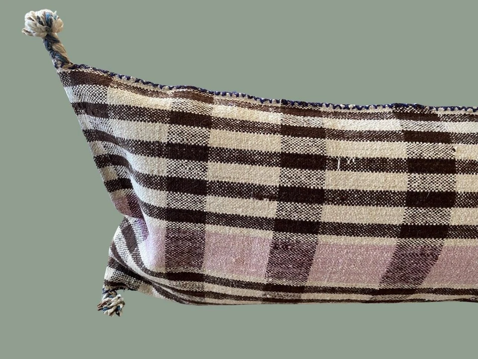 Oaxaca woven wool Zapotec Designed by Nun Commune Lumbar Pillow cover 18" x 54" - Image 4 of 4