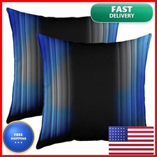 Jejeloiu Set Of 2 Geometric Abstract Ombre Throw Pillow Covers Blue Grey Black