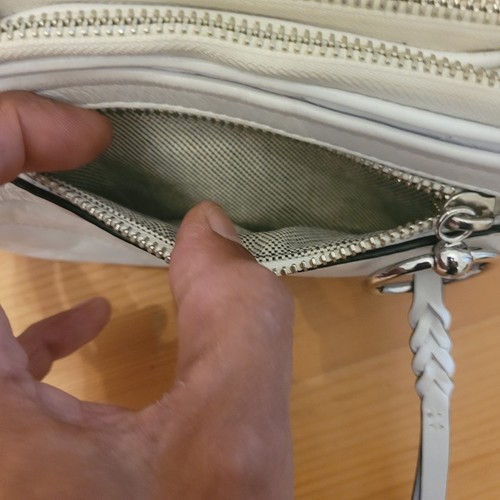 Rebecca Minkoff Mini Crossbody White Leather Double Zip Chain Strap-EXCELLENT - Picture 10 of 14