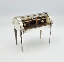 BELLE BAMBOLE IN ARGENTO MASSICCIO DEL XIX SECOLO ROLL-TOP UFFICIO / SCRIVANIA