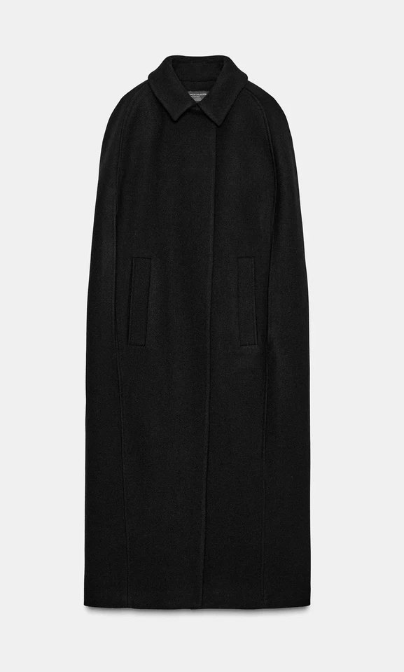 ZARA WOOL BLEND CAPE COAT ZW LIMITED EDITION BLACK NEW FW25/26 S-L REF. 7179/246 - Image 4 of 4