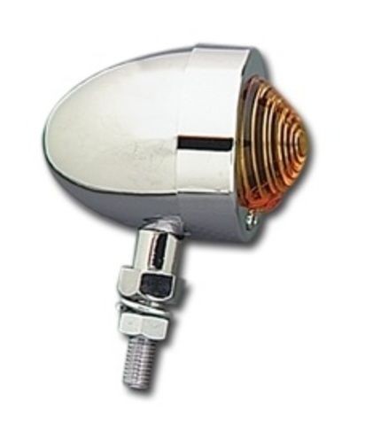 Chrome Long Stem Bullet Amber Indicator/Turn Signal Marker Side Light