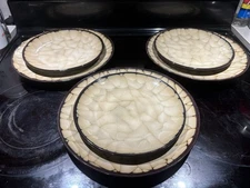 Gibson Elite Zambezi (6) Dark Brown & Cream 11” Round Dinner & 8.5” Salad Plates