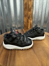 Nike Air Jordan 11 Low Retro TD 72-10 Black Red 505836-001 Size 4C