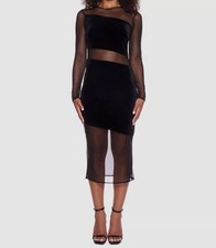 B Darlin Women's Black Mixed-Media Velvet Bodycon Dress Juniors' Size M