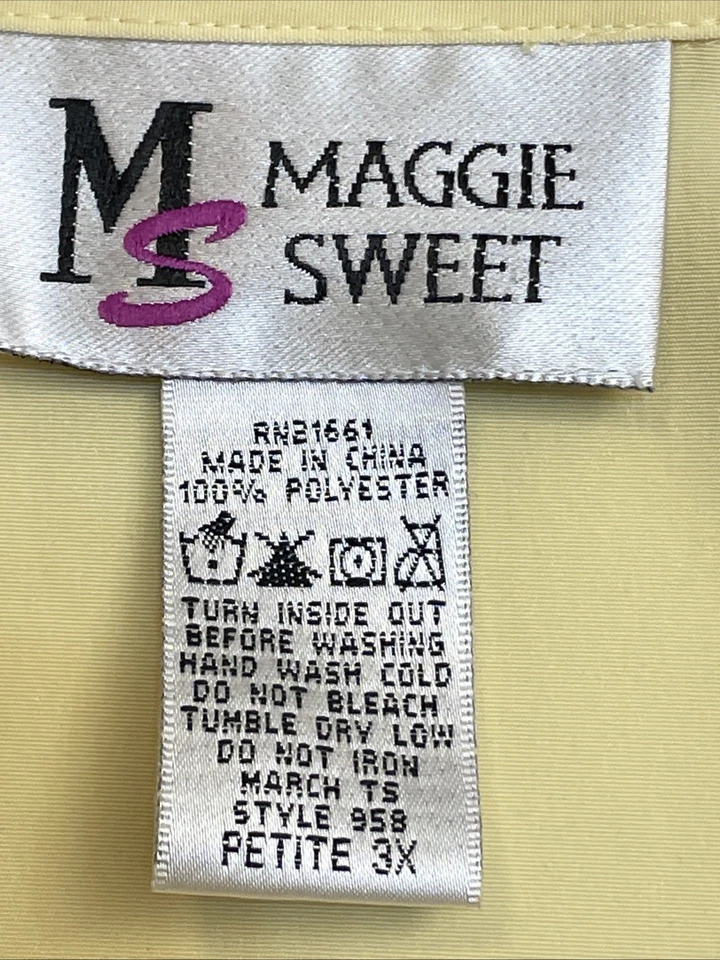 VTG Maggie Sweet Blazer Jackets Womens Petite size 3X Yellow two buttons casual - Image 3 of 4
