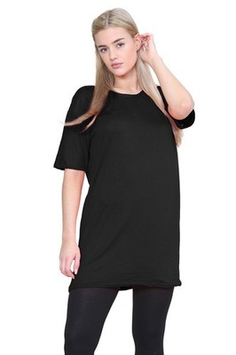 Damen Oversize T-Shirt Kleid Longline Oberteil Uni Baggy Kurzarm Tunika Kleid