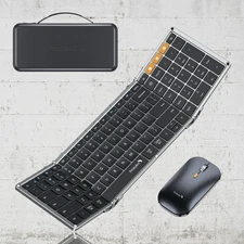 ProtoArc Foldable Keyboard and Mouse, XKM01 Folding Wireless Keyboard Mouse Comb