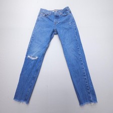 Levi's Premium Wedgie Jeans Womens 25 Button Fly High Rise Distressed Raw Hem