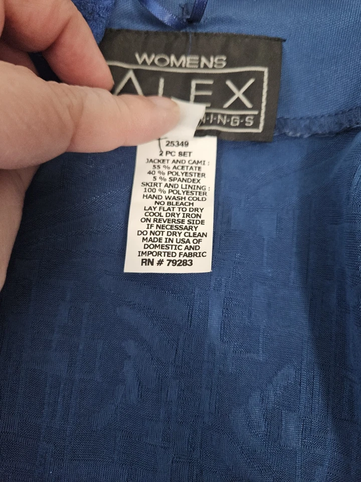 Chaqueta Alex Evenings Azul Metálico Tejido Frente Abierto Mujer’s Plus 22W Foto 4 de 4